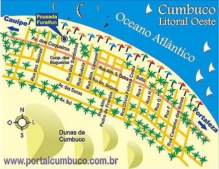 Mapa de localização da pousada furaifun em Cumbuco